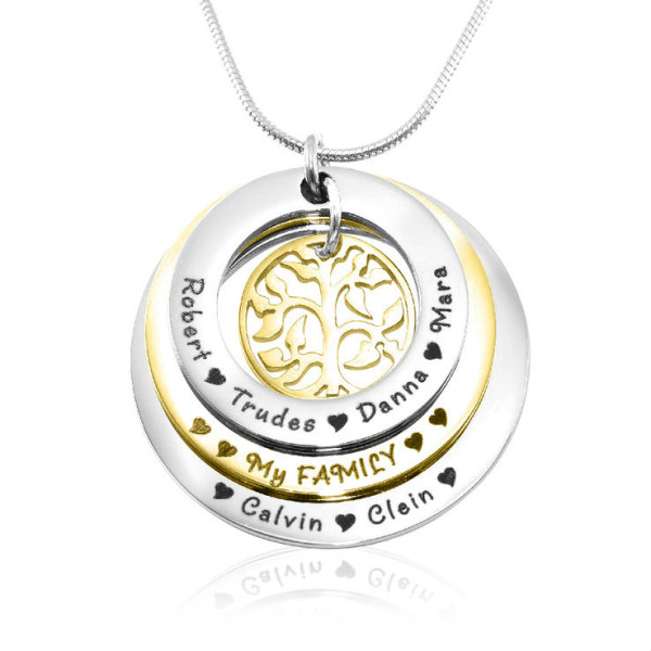 Personalised Family Triple Love - Two Tone - Gold n Silver - AMAZINGNECKLACE.COM