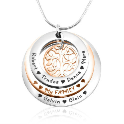 Personalised Family Triple Love - Two Tone - Rose Gold n Silver - AMAZINGNECKLACE.COM