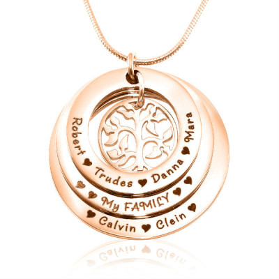 Personalised Family Triple Love - 18ct Rose Gold Plated - AMAZINGNECKLACE.COM