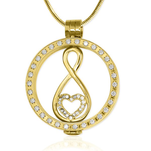 Personalised Gold Diamonte Necklace with 18ct Gold Plated Infinity - AMAZINGNECKLACE.COM