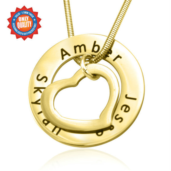 Personalised Heart Washer Necklace - 18ct GOLD Plated - AMAZINGNECKLACE.COM
