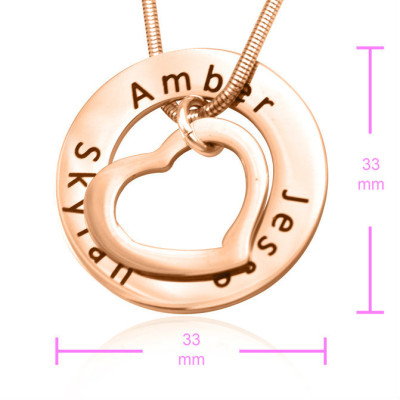 Personalised Heart Washer Necklace - 18ct Rose Gold Plated - AMAZINGNECKLACE.COM