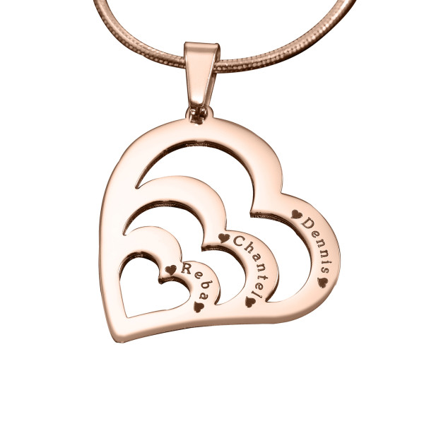 Personalised Hearts of Love Necklace - 18ct Rose Gold Plated - AMAZINGNECKLACE.COM