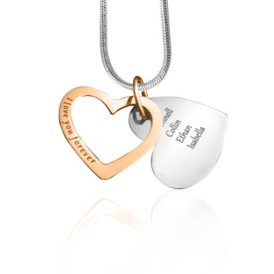 Personalised Love Forever Necklace - Two Tone - Rose Gold  Silver - AMAZINGNECKLACE.COM