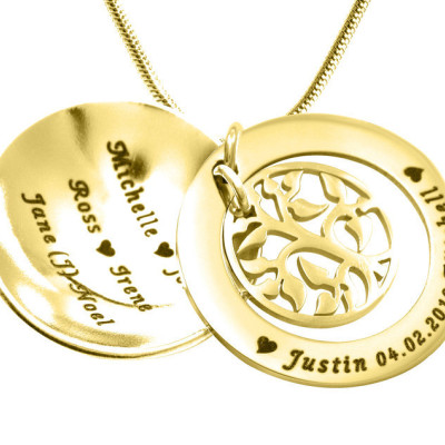 Personalised My Family Tree Dome Necklace - 18ct Gold Plated - AMAZINGNECKLACE.COM