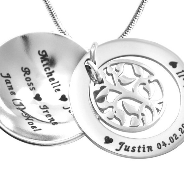 Personalised My Family Tree Dome Necklace - Sterling Silver - AMAZINGNECKLACE.COM