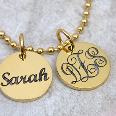 Personalised Monogram Initial Disc Necklace - AMAZINGNECKLACE.COM