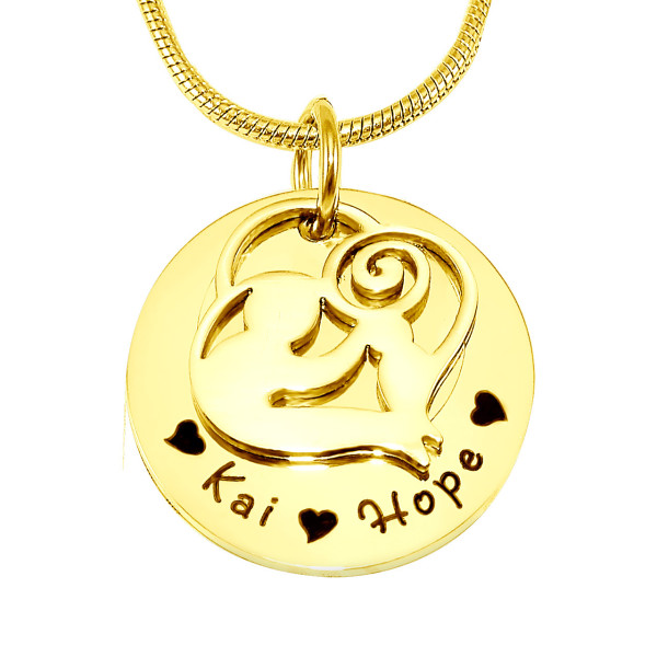 Personalised Mother's Disc Single Necklace - 18ct Gold Plated - AMAZINGNECKLACE.COM