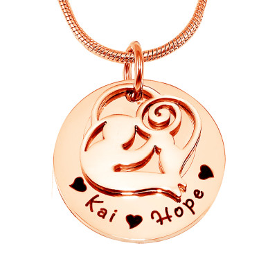 Personalised Mother's Disc Single Necklace - 18ct Rose Gold Plated - AMAZINGNECKLACE.COM