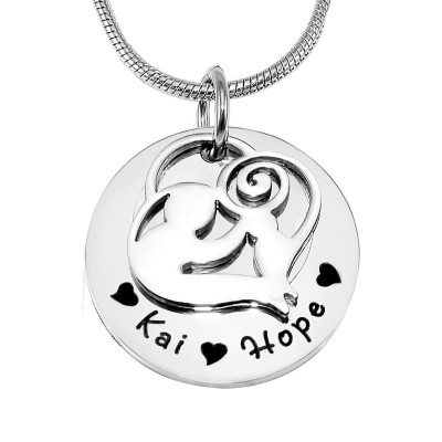 Personalised Mother's Disc Single Necklace - Sterling Silver - AMAZINGNECKLACE.COM
