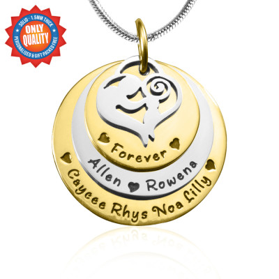 Personalised Mother's Disc Triple Necklace - TWO TONE - Gold  Silver - AMAZINGNECKLACE.COM