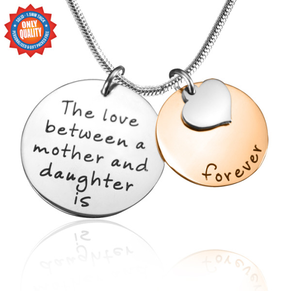 Personalised Mother Forever Necklace - Two Tone - Rose  Silver - AMAZINGNECKLACE.COM