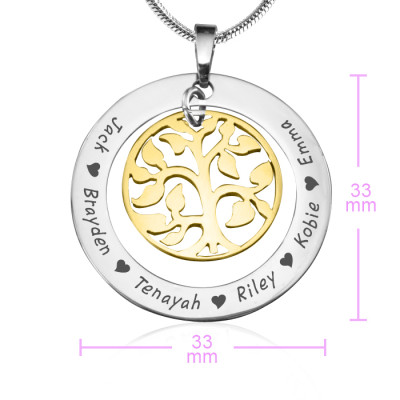 Personalised My Family Tree Necklace - Two Tone - Gold Tree - AMAZINGNECKLACE.COM