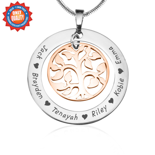 Personalised My Family Tree Necklace - Two Tone - Rose Gold Tree - AMAZINGNECKLACE.COM