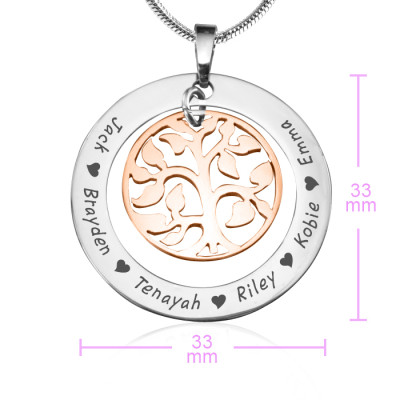 Personalised My Family Tree Necklace - Two Tone - Rose Gold Tree - AMAZINGNECKLACE.COM