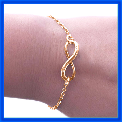 Personalised Classic  Infinity Bracelet/Anklet - 18ct Rose Gold Plated - AMAZINGNECKLACE.COM