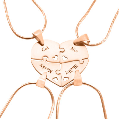 Personalised Quad Heart Puzzle - Four Personalised Necklaces - AMAZINGNECKLACE.COM