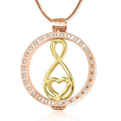 Personalised 18ct Rose Gold Plated Diamonte Necklace with Gold Infinity - AMAZINGNECKLACE.COM