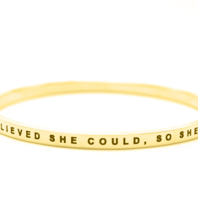 Personalised She Believed She Could Bangle 18ct Gold Plated - AMAZINGNECKLACE.COM