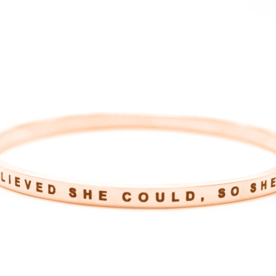 Personalised She Believed She Could Bangle 18ct Gold Plated - AMAZINGNECKLACE.COM