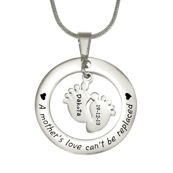 Personalised Cant Be Replaced Necklace - Single Feet 18mm - Sterling Silver - AMAZINGNECKLACE.COM