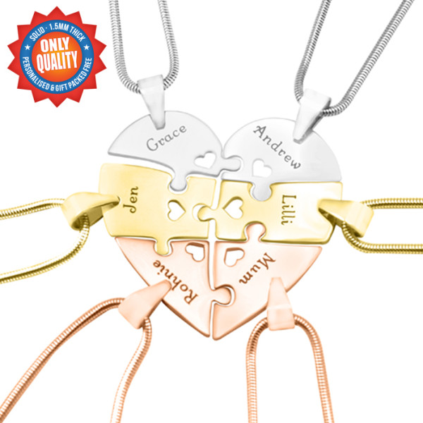 Personalised Hexa Heart Puzzle Necklace - AMAZINGNECKLACE.COM