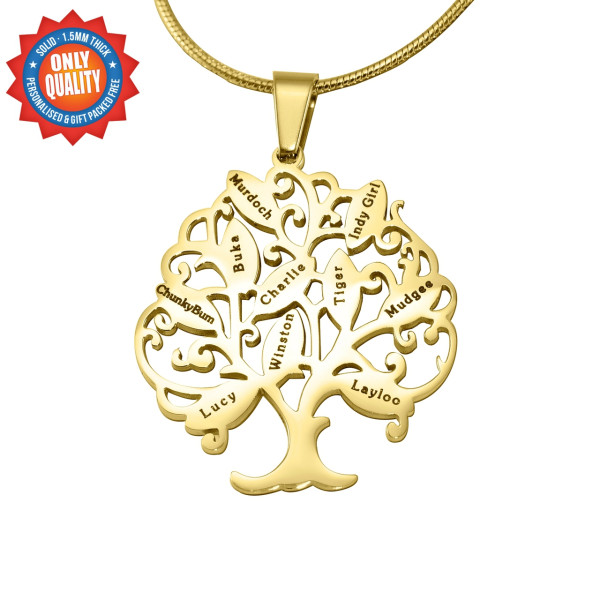 Personalised Tree of My Life Necklace 10 - 18ct Gold Plated - AMAZINGNECKLACE.COM