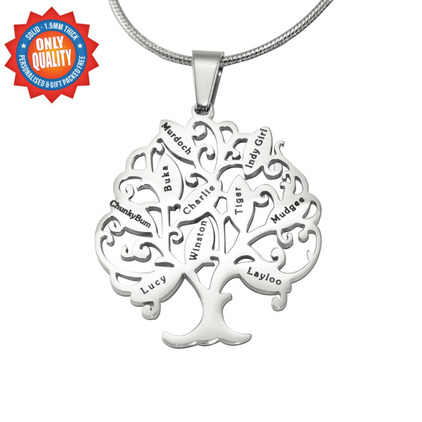 Personalised Tree of My Life Necklace 10 - Sterling Silver - AMAZINGNECKLACE.COM