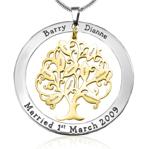 Personalised Tree of My Life Washer 10 - Two Tone - Gold Tree - AMAZINGNECKLACE.COM