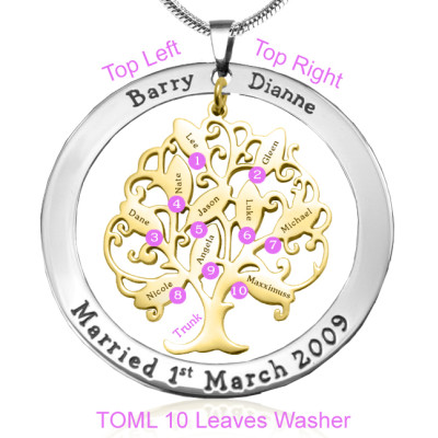 Personalised Tree of My Life Washer 10 - Two Tone - Gold Tree - AMAZINGNECKLACE.COM