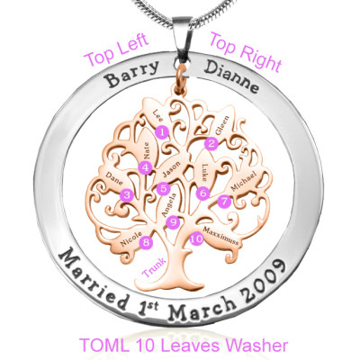 Personalised Tree of My Life Washer 10 - Two Tone - Rose Gold Tree - AMAZINGNECKLACE.COM