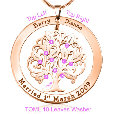 Personalised Tree of My Life Washer 10 - 18ct Rose Gold Plated - AMAZINGNECKLACE.COM