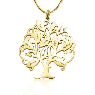 Personalised Tree of My Life Necklace 10 - 18ct Gold Plated - AMAZINGNECKLACE.COM