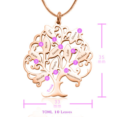 Personalised Tree of My Life Necklace 10 - 18ct Rose Gold Plated - AMAZINGNECKLACE.COM