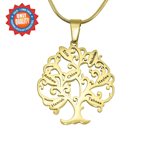 Personalised Tree of My Life Necklace 7 - 18ct Gold Plated - AMAZINGNECKLACE.COM