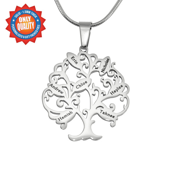 Personalised Tree of My Life Necklace 7 - Sterling Silver - AMAZINGNECKLACE.COM