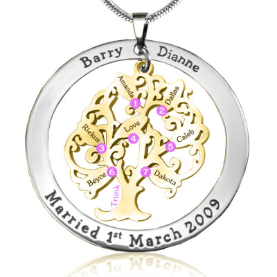 Personalised Tree of My Life Washer 7 - Two Tone - Gold Tree - AMAZINGNECKLACE.COM