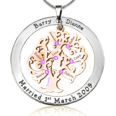 Personalised Tree of My Life Washer 7 - Two Tone - Rose Gold Tree - AMAZINGNECKLACE.COM