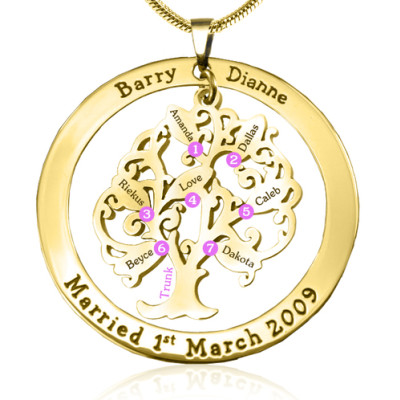 Personalised Tree of My Life Washer 7 - 18ct Gold Plated - AMAZINGNECKLACE.COM