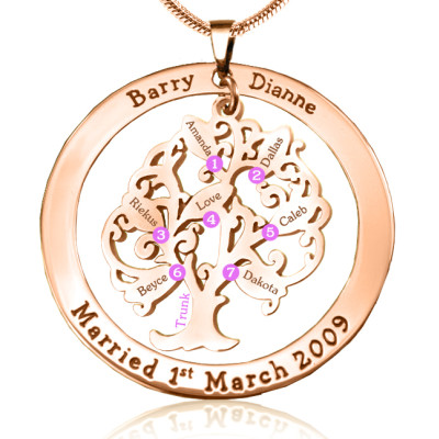 Personalised Tree of My Life Washer 7 - 18ct Rose Gold Plated - AMAZINGNECKLACE.COM