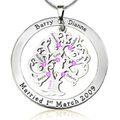 Personalised Tree of My Life Washer 7 - Sterling Silver - AMAZINGNECKLACE.COM