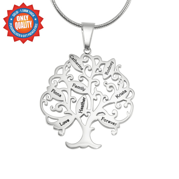 Personalised Tree of My Life Necklace 8 - Sterling Silver - AMAZINGNECKLACE.COM