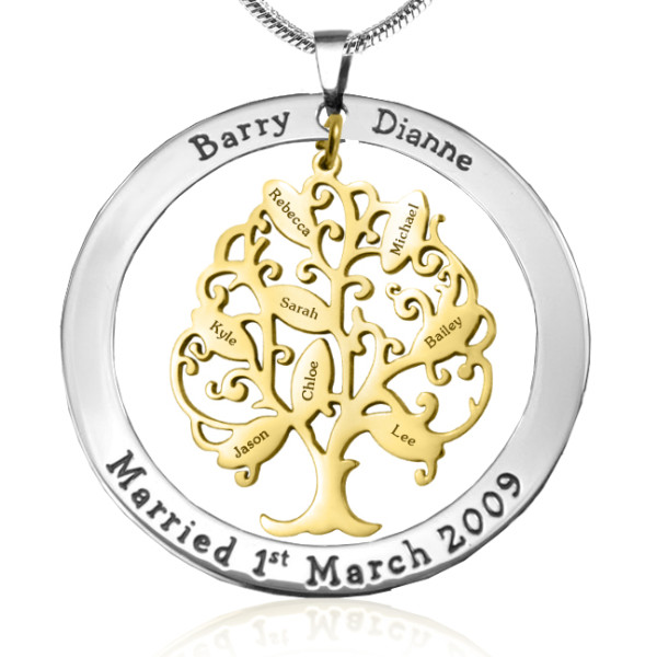 Personalised Tree of My Life Washer 8 - Two Tone - Gold Tree - AMAZINGNECKLACE.COM