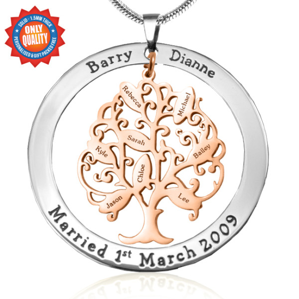 Personalised Tree of My Life Washer 8 - Two Tone - Rose Gold Tree - AMAZINGNECKLACE.COM