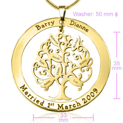 Personalised Tree of My Life Washer 8 - 18ct Gold Plated - AMAZINGNECKLACE.COM