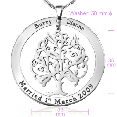 Personalised Tree of My Life Washer 8 - Sterling Silver - AMAZINGNECKLACE.COM