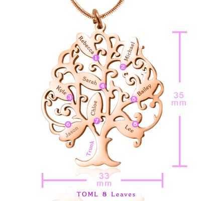 Personalised Tree of My Life Necklace 8 - 18ct Rose Gold Plated - AMAZINGNECKLACE.COM
