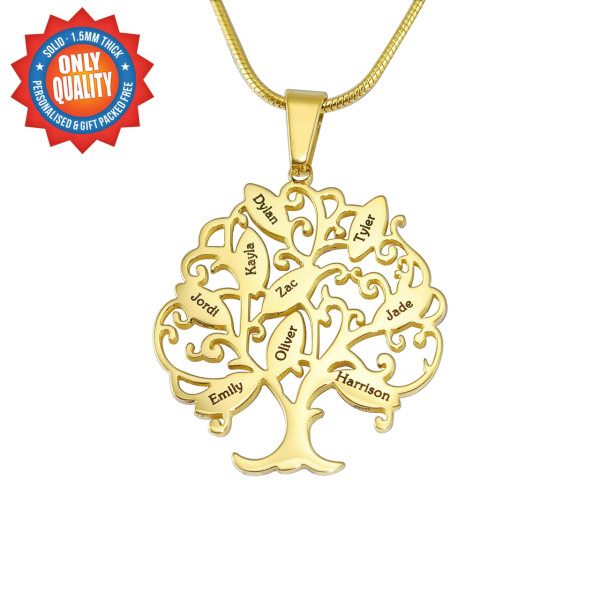 Personalised Tree of My Life Necklace 9 - 18ct Gold Plated - AMAZINGNECKLACE.COM