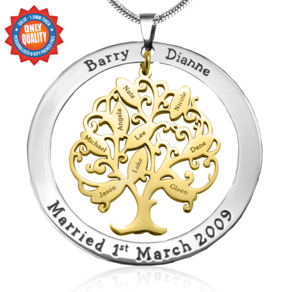 Personalised Tree of My Life Washer 9 - Two Tone - Gold Tree - AMAZINGNECKLACE.COM