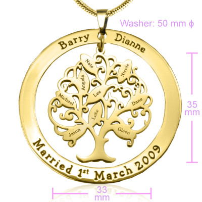 Personalised Tree of My Life Washer 9 - 18ct Gold Plated - AMAZINGNECKLACE.COM